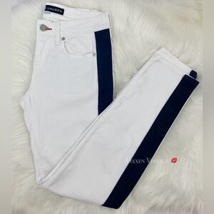 RALPH LAUREN TUXEDO STRIPE '400 MATCHSTICK ANKLE SKINNY' JEANS